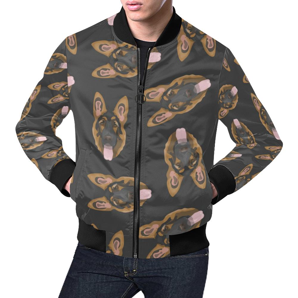 Pattern Print German Shepherd Men's Bomber Jacket-grizzshop