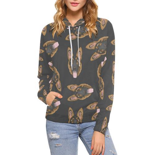 Pattern Print German Shepherd Women Pullover Hoodie-grizzshop