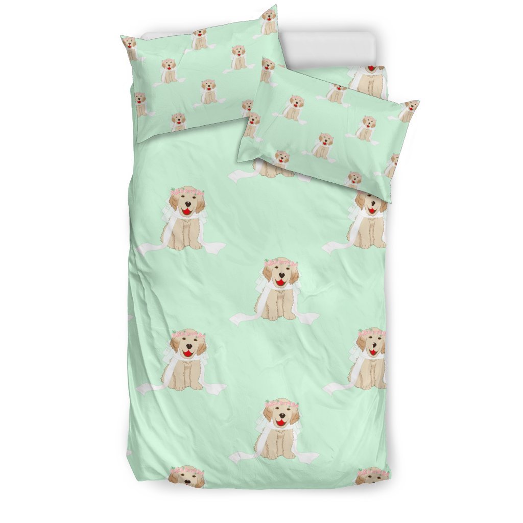 Pattern Print Golden Retriever Duvet Cover Bedding Set-grizzshop