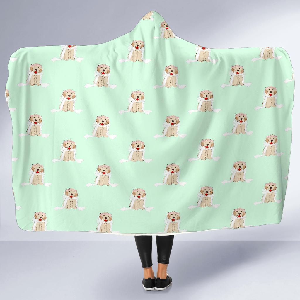 Pattern Print Golden Retriever Hooded Blanket-grizzshop