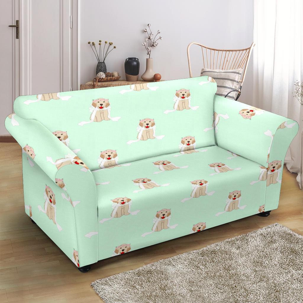 Pattern Print Golden Retriever Loveseat Cover-grizzshop