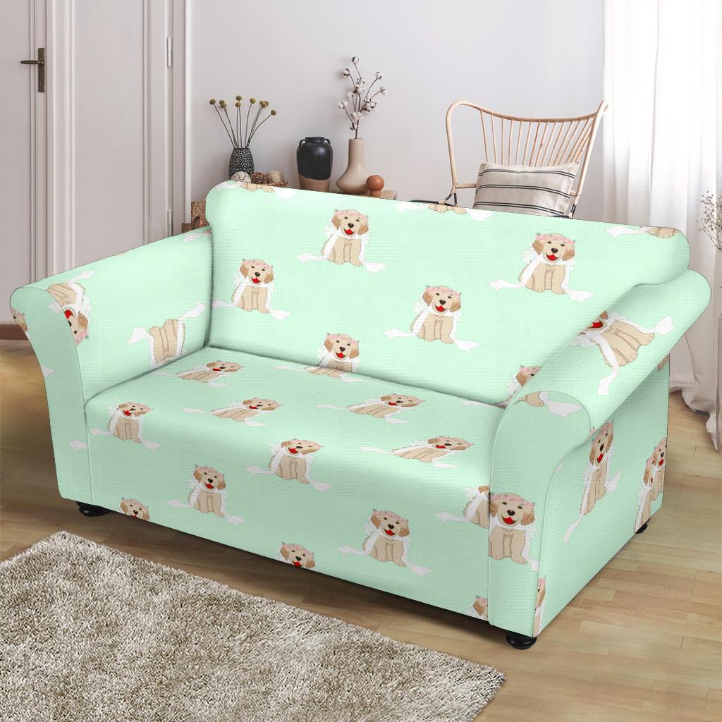 Pattern Print Golden Retriever Loveseat Cover-grizzshop