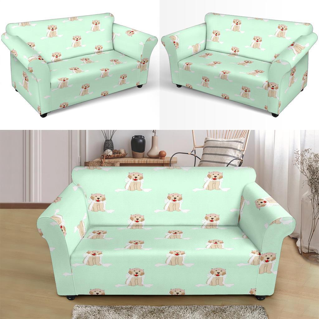 Pattern Print Golden Retriever Loveseat Cover-grizzshop