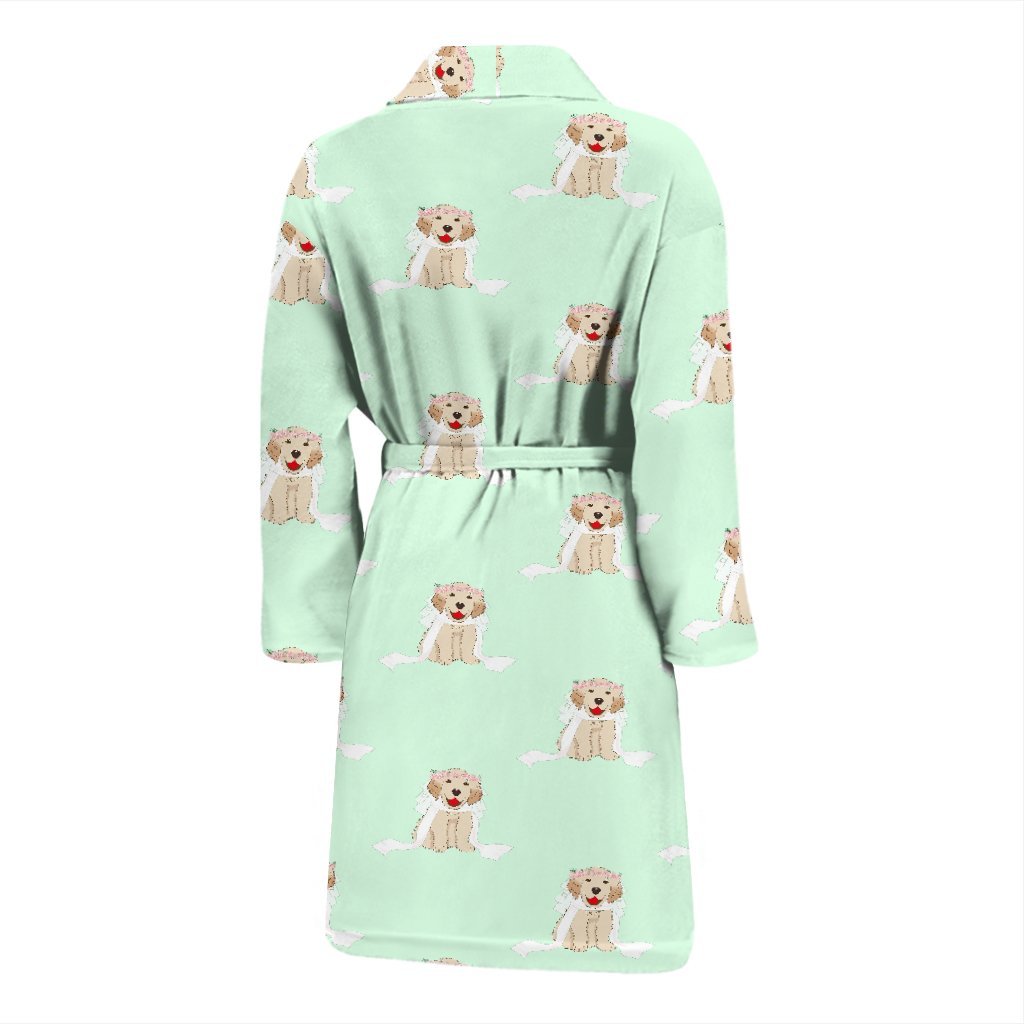 Pattern Print Golden Retriever Men Long Robe-grizzshop