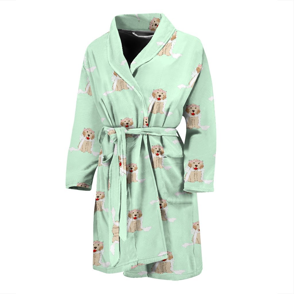 Pattern Print Golden Retriever Men Long Robe-grizzshop