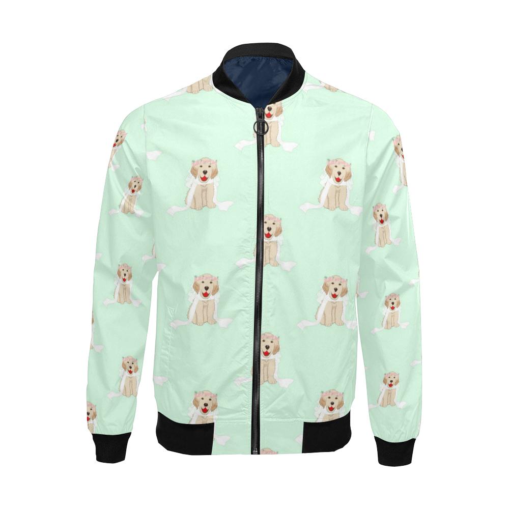 Pattern Print Golden Retriever Men's Bomber Jacket-grizzshop