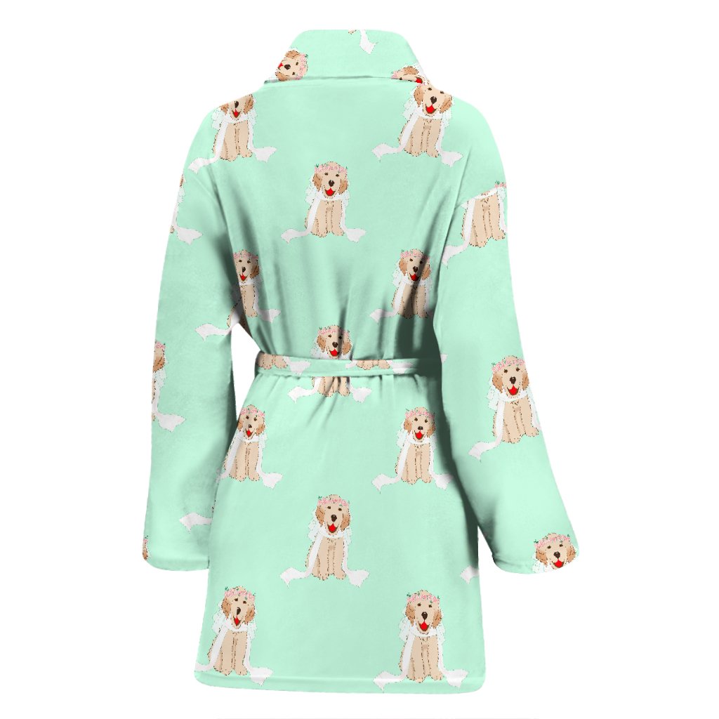 Pattern Print Golden Retriever Women Long Robe-grizzshop