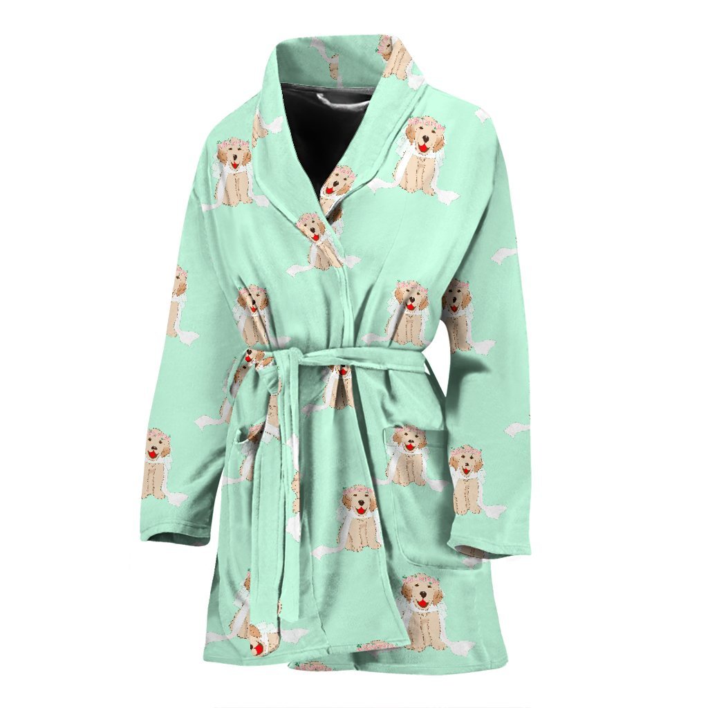 Pattern Print Golden Retriever Women Long Robe-grizzshop