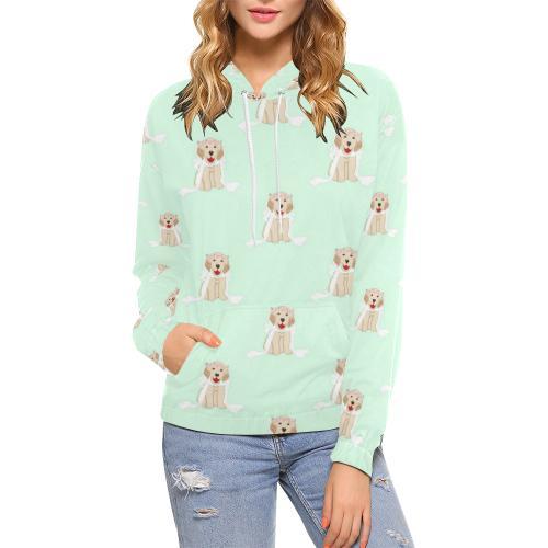 Pattern Print Golden Retriever Women Pullover Hoodie-grizzshop