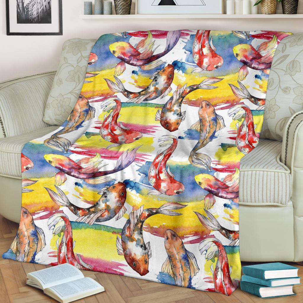 Pattern Print Goldfish Blanket-grizzshop