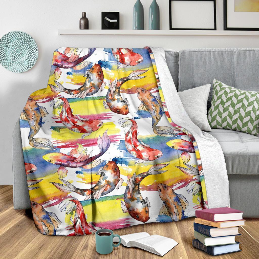 Pattern Print Goldfish Blanket-grizzshop