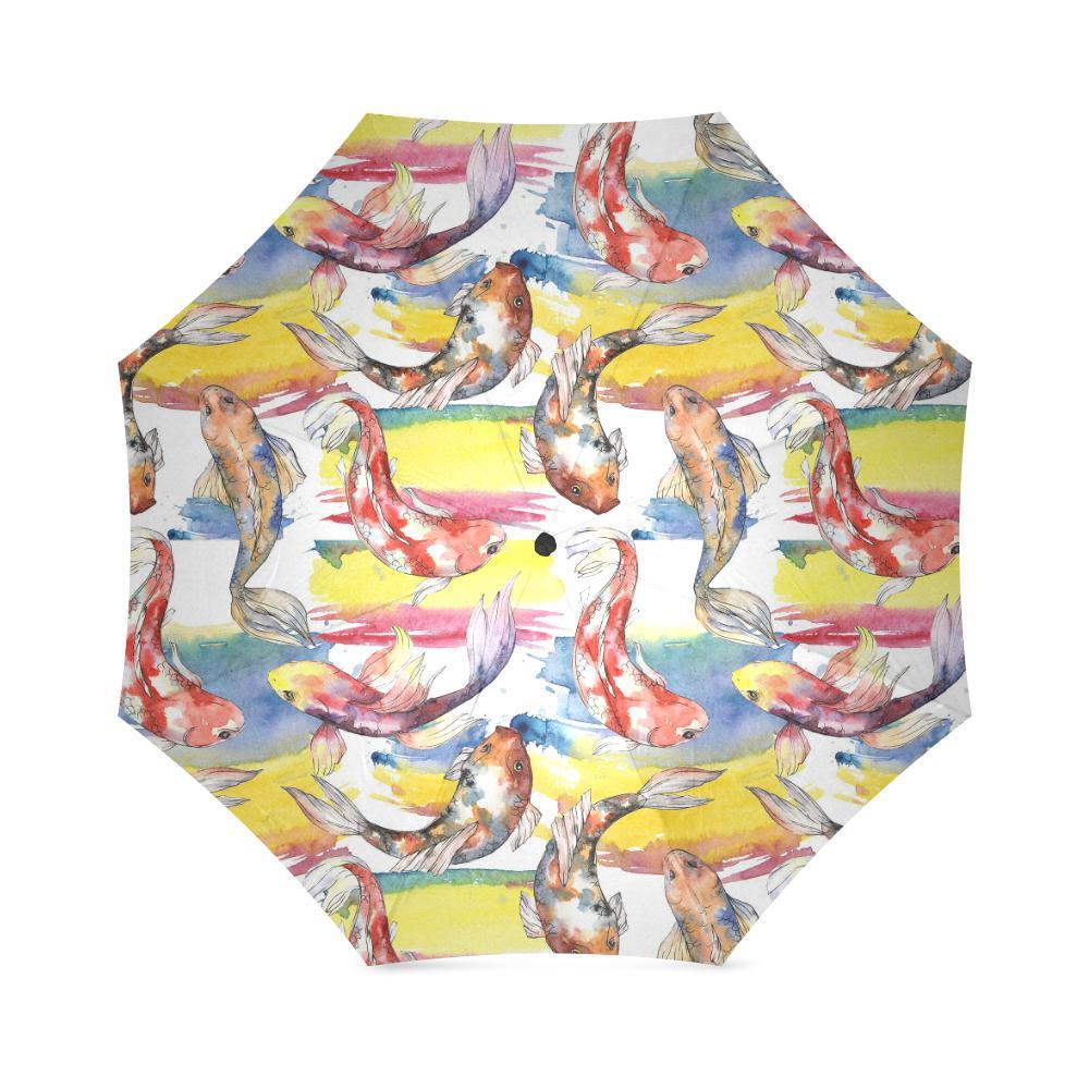 Pattern Print Goldfish Foldable Umbrella-grizzshop