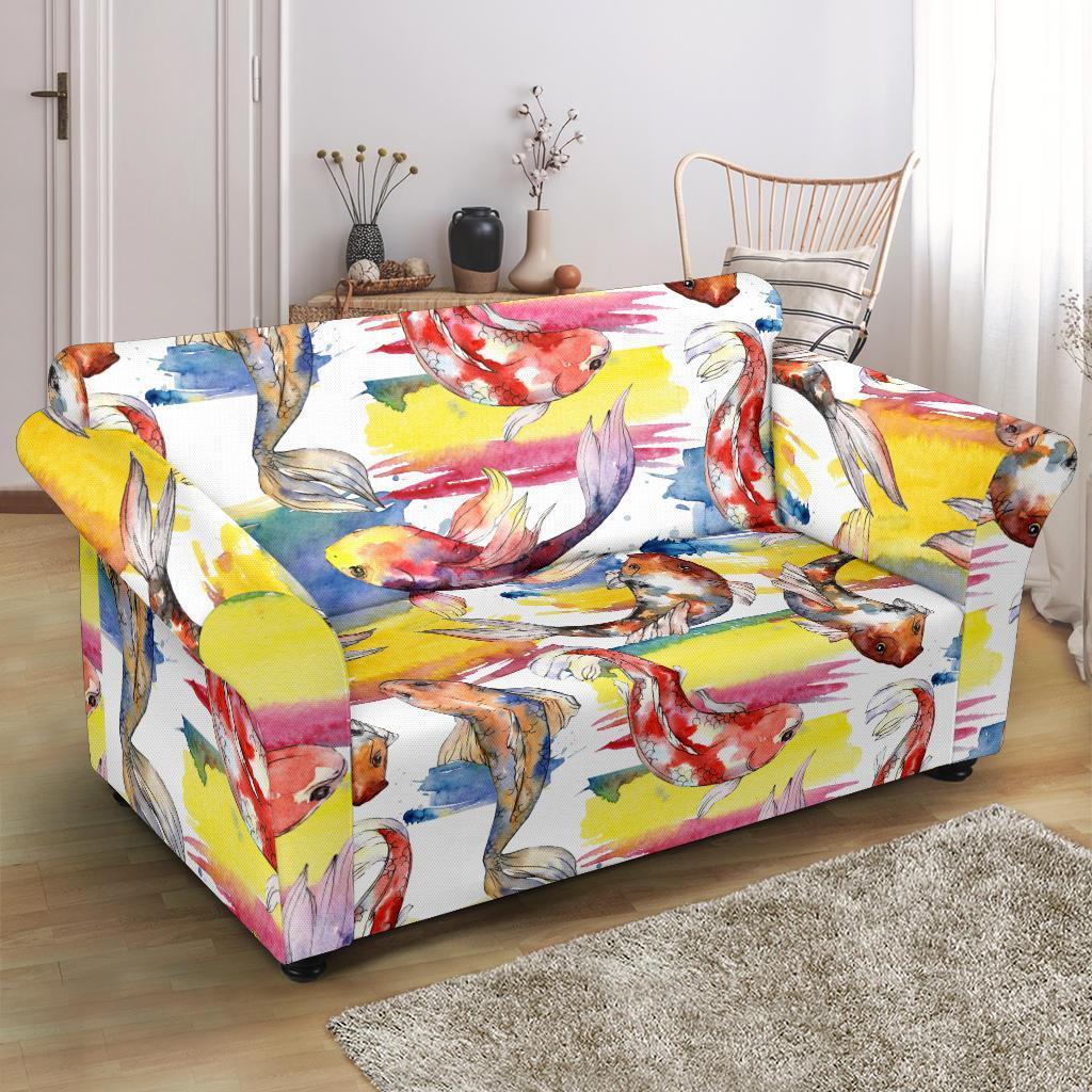 Pattern Print Goldfish Loveseat Cover-grizzshop