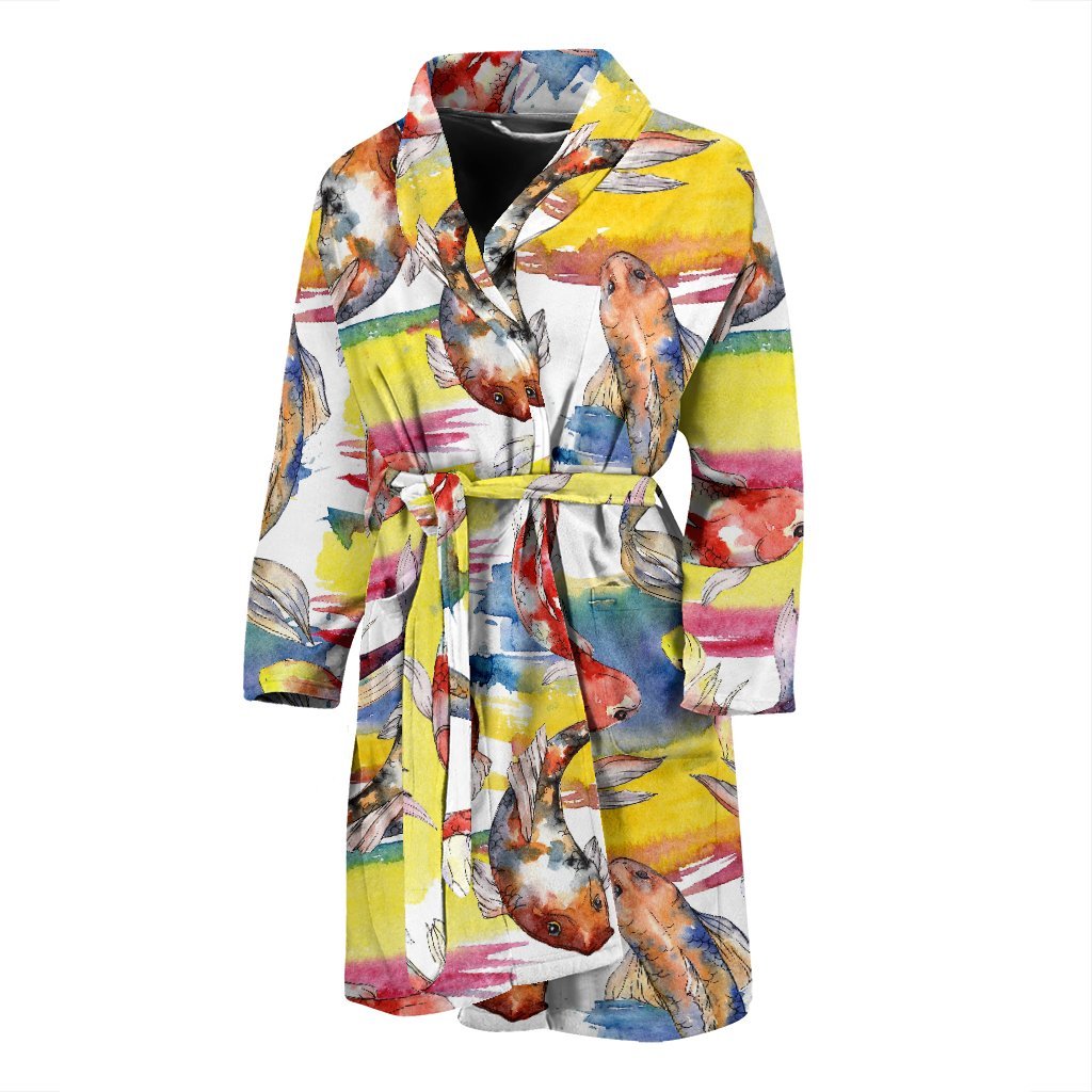 Pattern Print Goldfish Men Long Robe-grizzshop