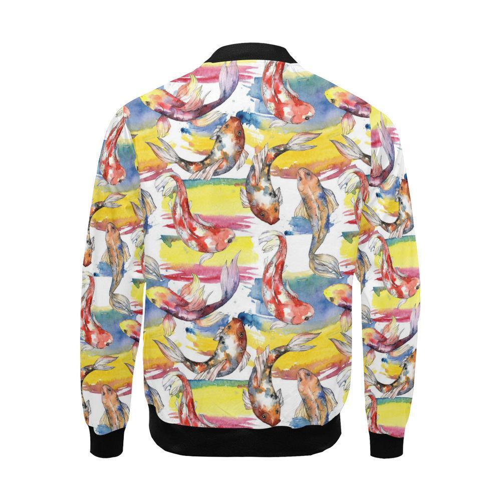 Pattern Print Goldfish Men's Bomber Jacket-grizzshop