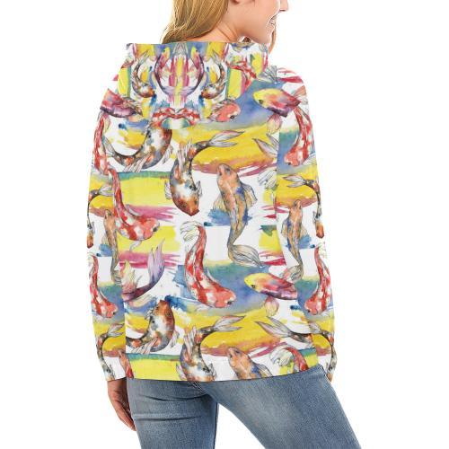 Pattern Print Goldfish Women Pullover Hoodie-grizzshop