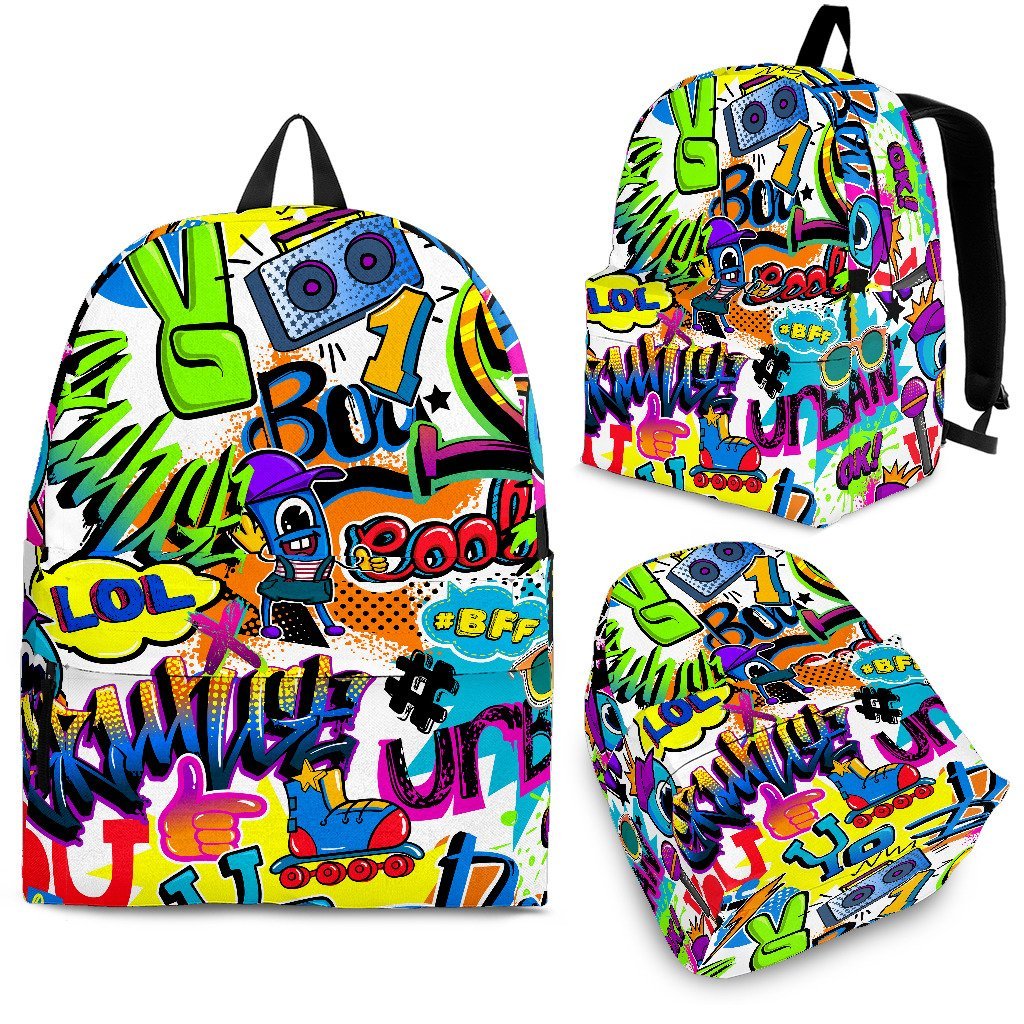 Pattern Print Graffiti Backpack-grizzshop