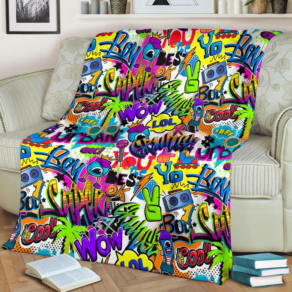 Pattern Print Graffiti Blanket-grizzshop