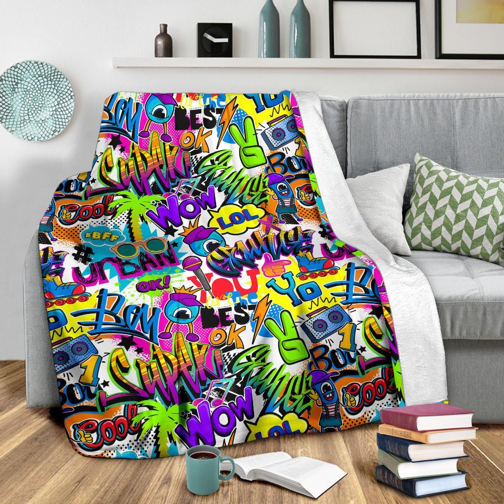 Pattern Print Graffiti Blanket-grizzshop