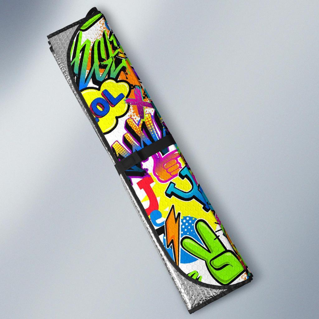 Pattern Print Graffiti Car Sun Shade-grizzshop