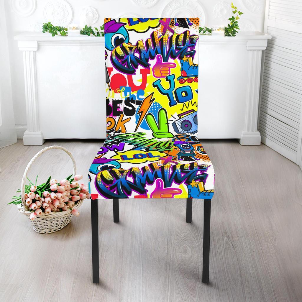 Pattern Print Graffiti Chair Cover-grizzshop