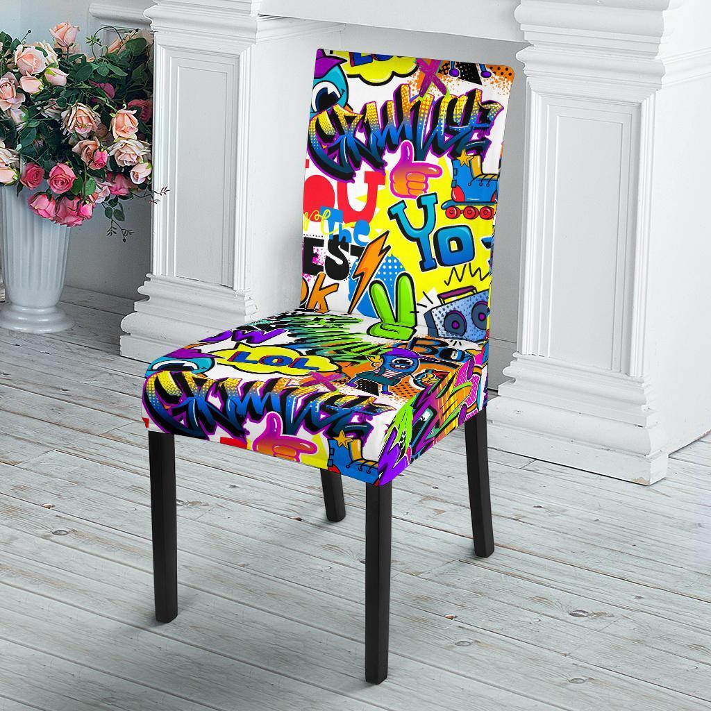 Pattern Print Graffiti Chair Cover-grizzshop