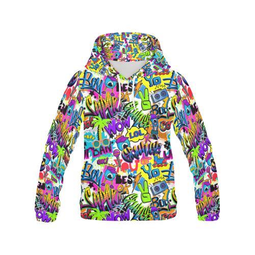 Pattern Print Graffiti Men Pullover Hoodie-grizzshop