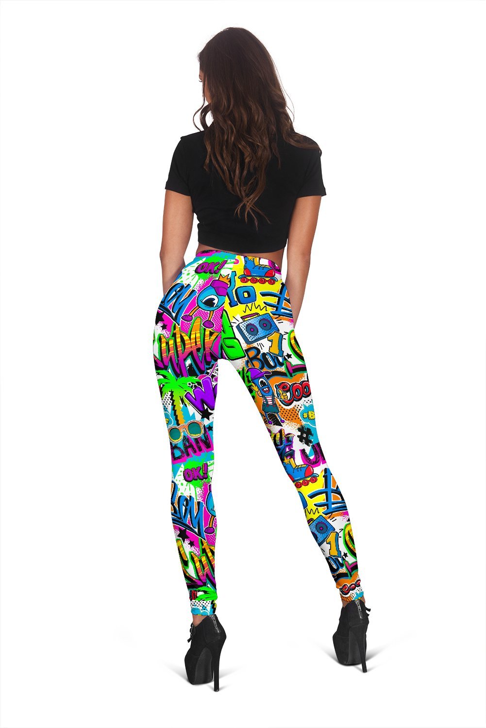 Pattern Print Graffiti Women Leggings-grizzshop
