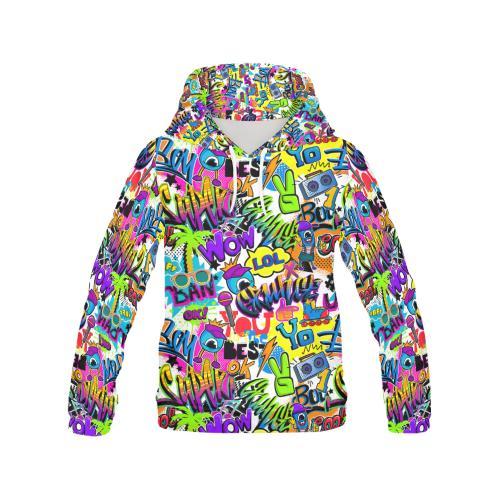 Pattern Print Graffiti Women Pullover Hoodie-grizzshop