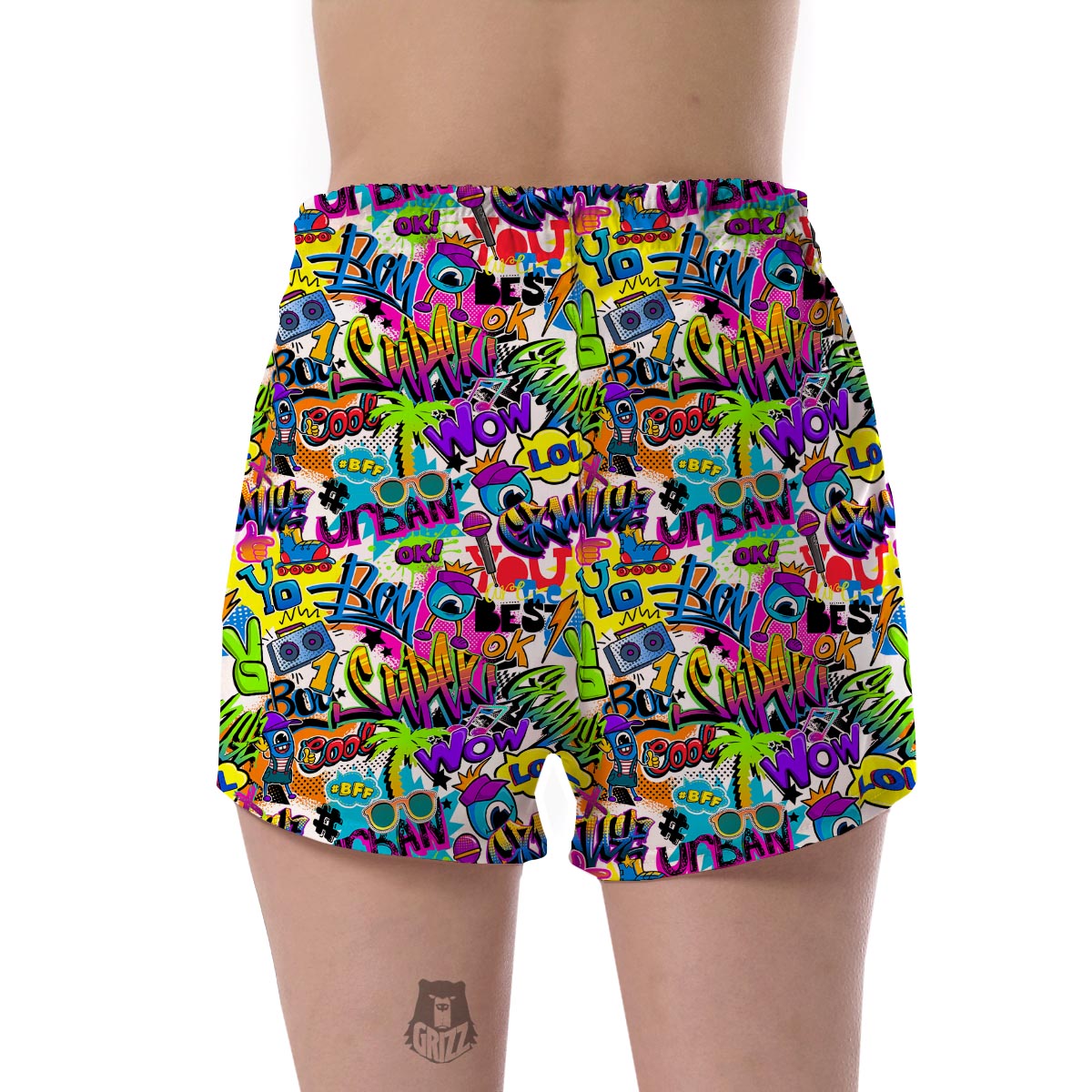 Pattern Print Graffiti Women's Shorts-grizzshop