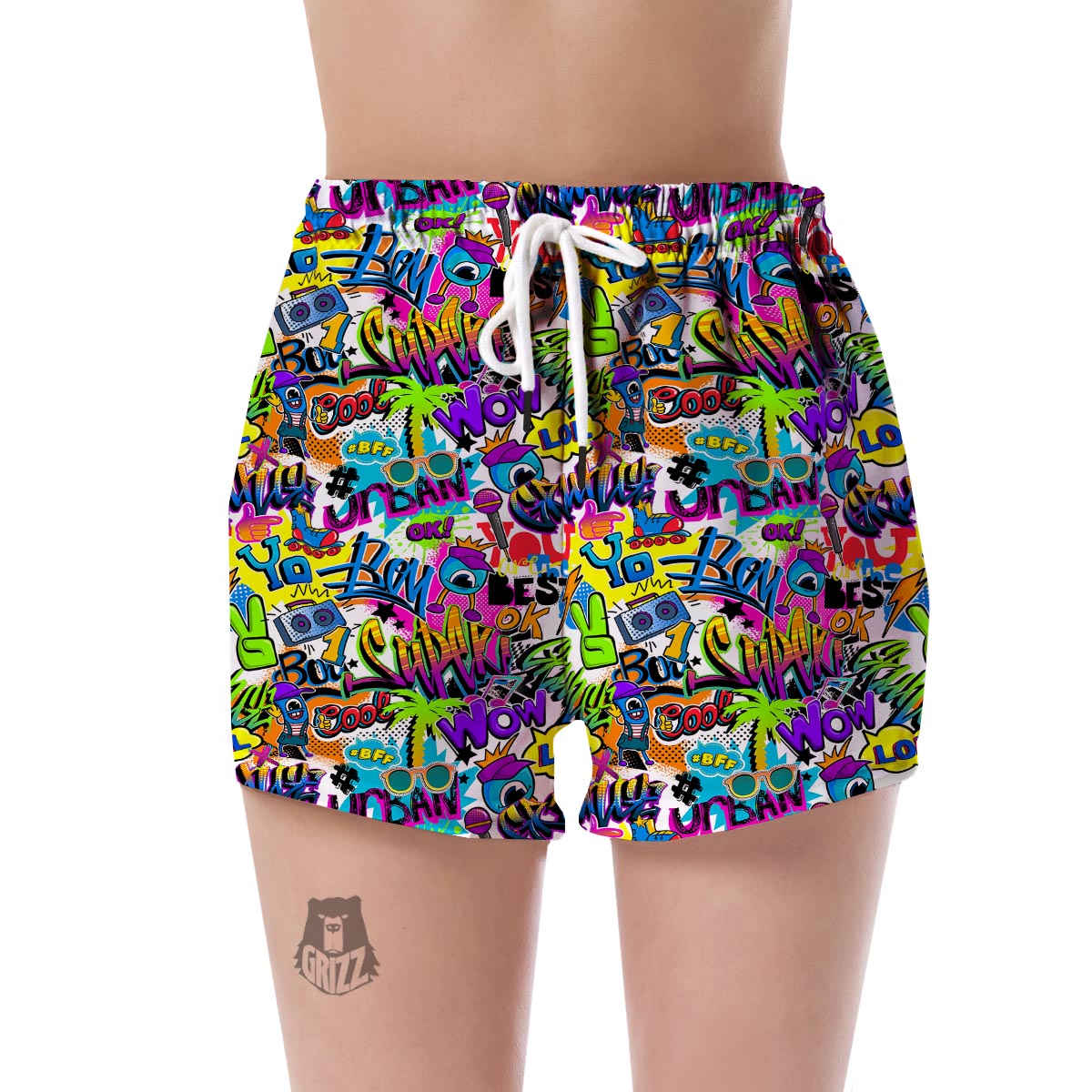 Pattern Print Graffiti Women's Shorts-grizzshop
