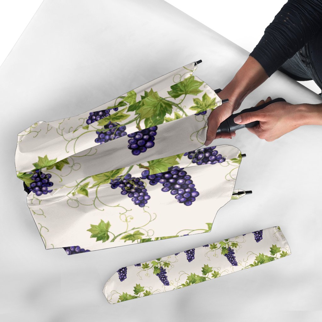 Pattern Print Grape Wine Automatic Foldable Umbrella-grizzshop