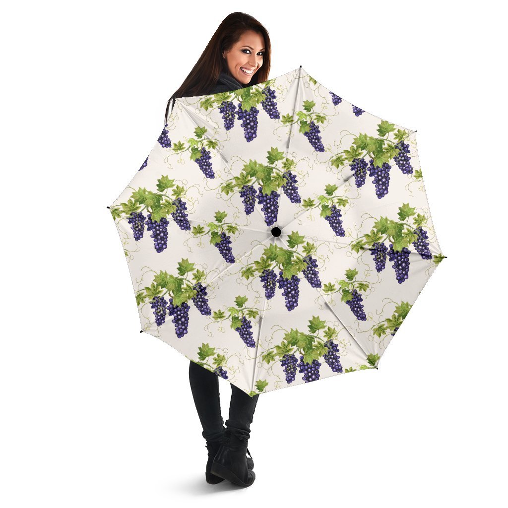 Pattern Print Grape Wine Automatic Foldable Umbrella-grizzshop