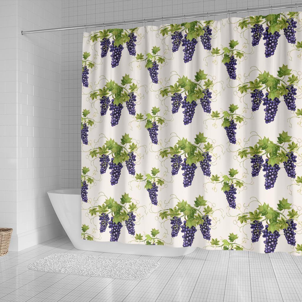 Pattern Print Grape Wine Bathroom Shower Curtain-grizzshop