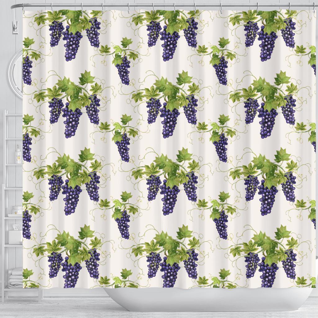 Pattern Print Grape Wine Bathroom Shower Curtain-grizzshop