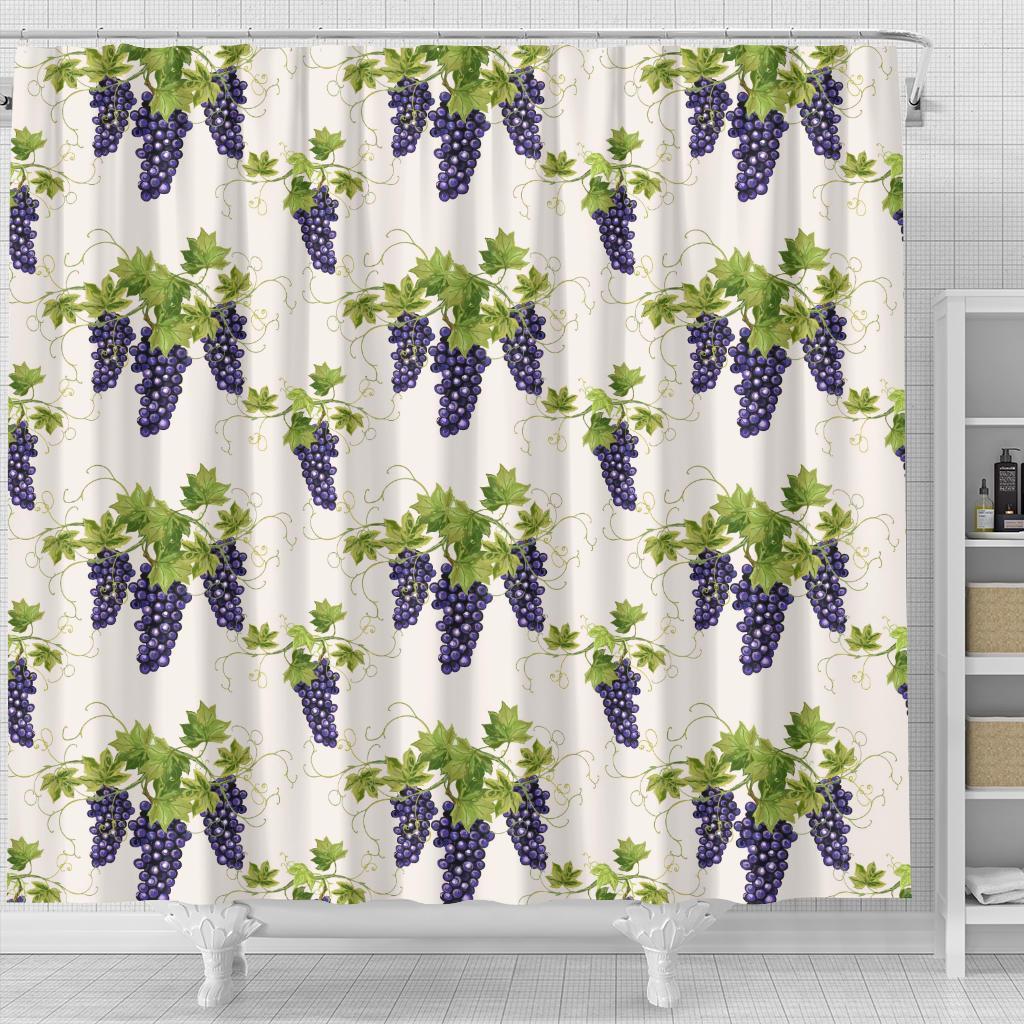 Pattern Print Grape Wine Bathroom Shower Curtain-grizzshop