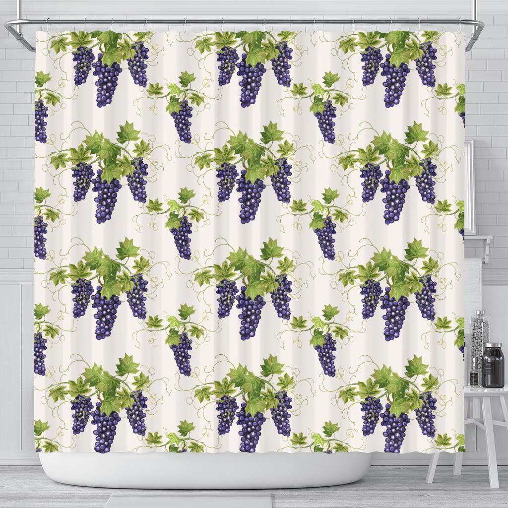 Pattern Print Grape Wine Bathroom Shower Curtain-grizzshop