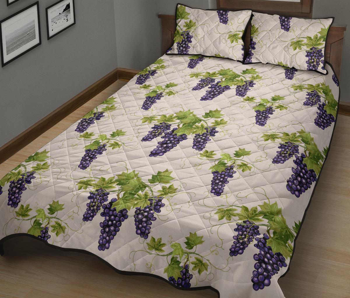 Pattern Print Grape Wine Bed Set Quilt-grizzshop