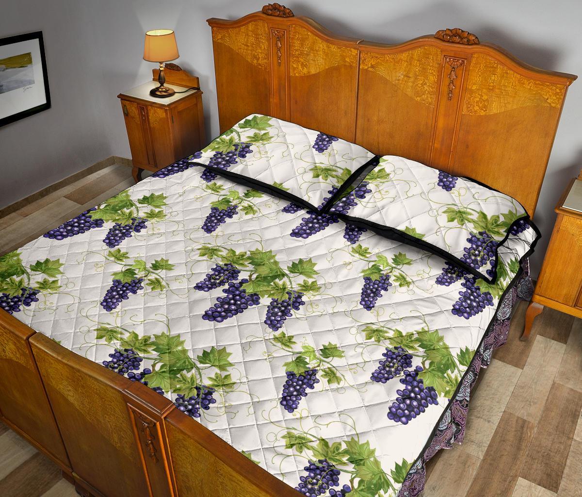 Pattern Print Grape Wine Bed Set Quilt-grizzshop