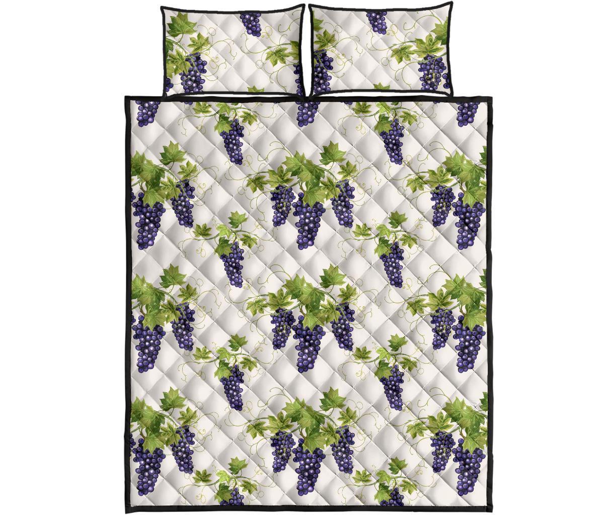 Pattern Print Grape Wine Bed Set Quilt-grizzshop