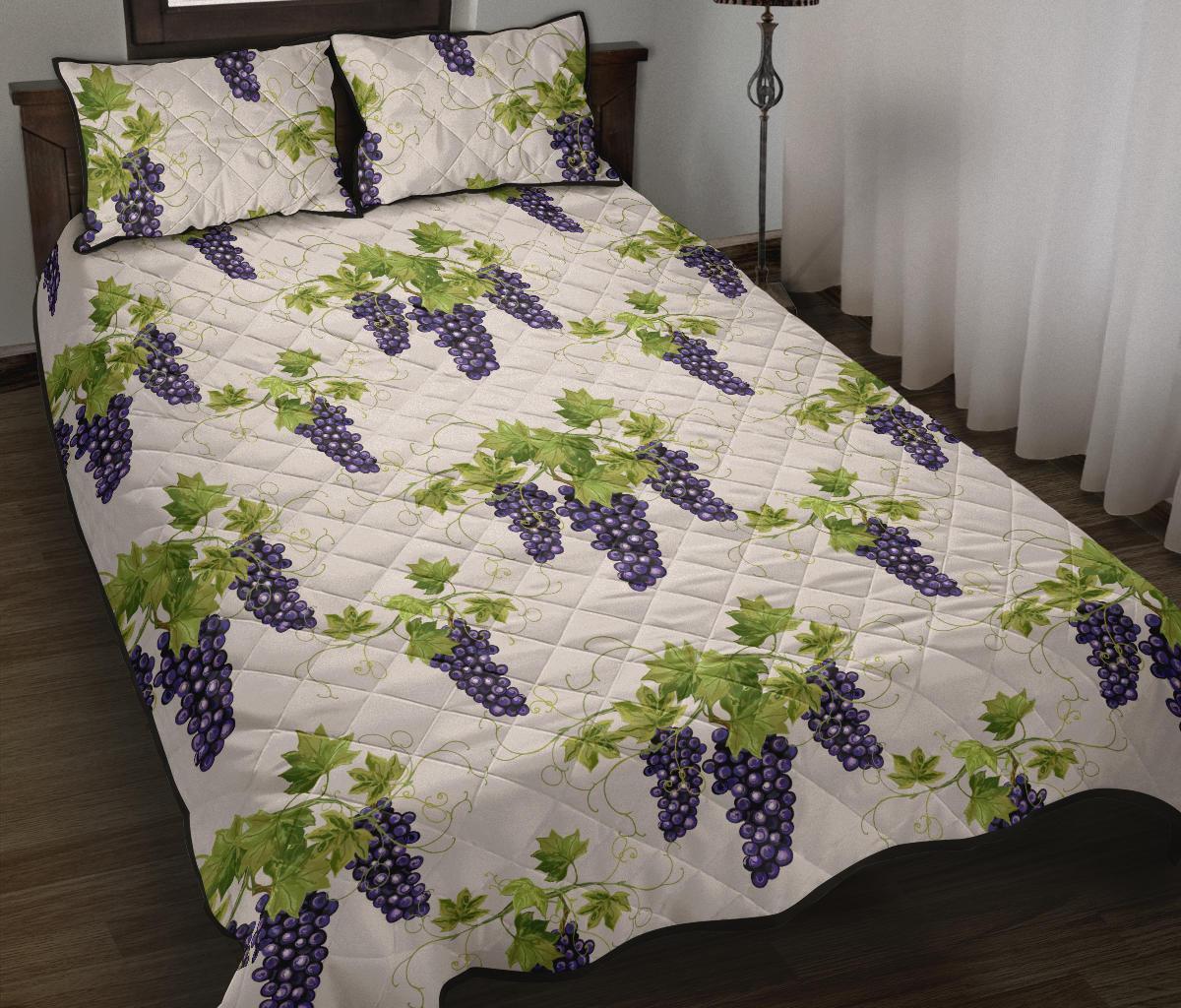 Pattern Print Grape Wine Bed Set Quilt-grizzshop