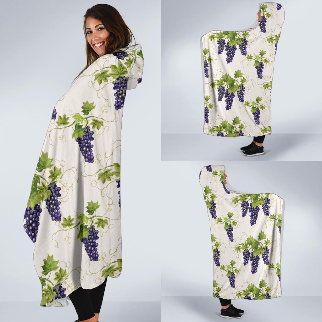 Pattern Print Grape Wine Hooded Blanket-grizzshop
