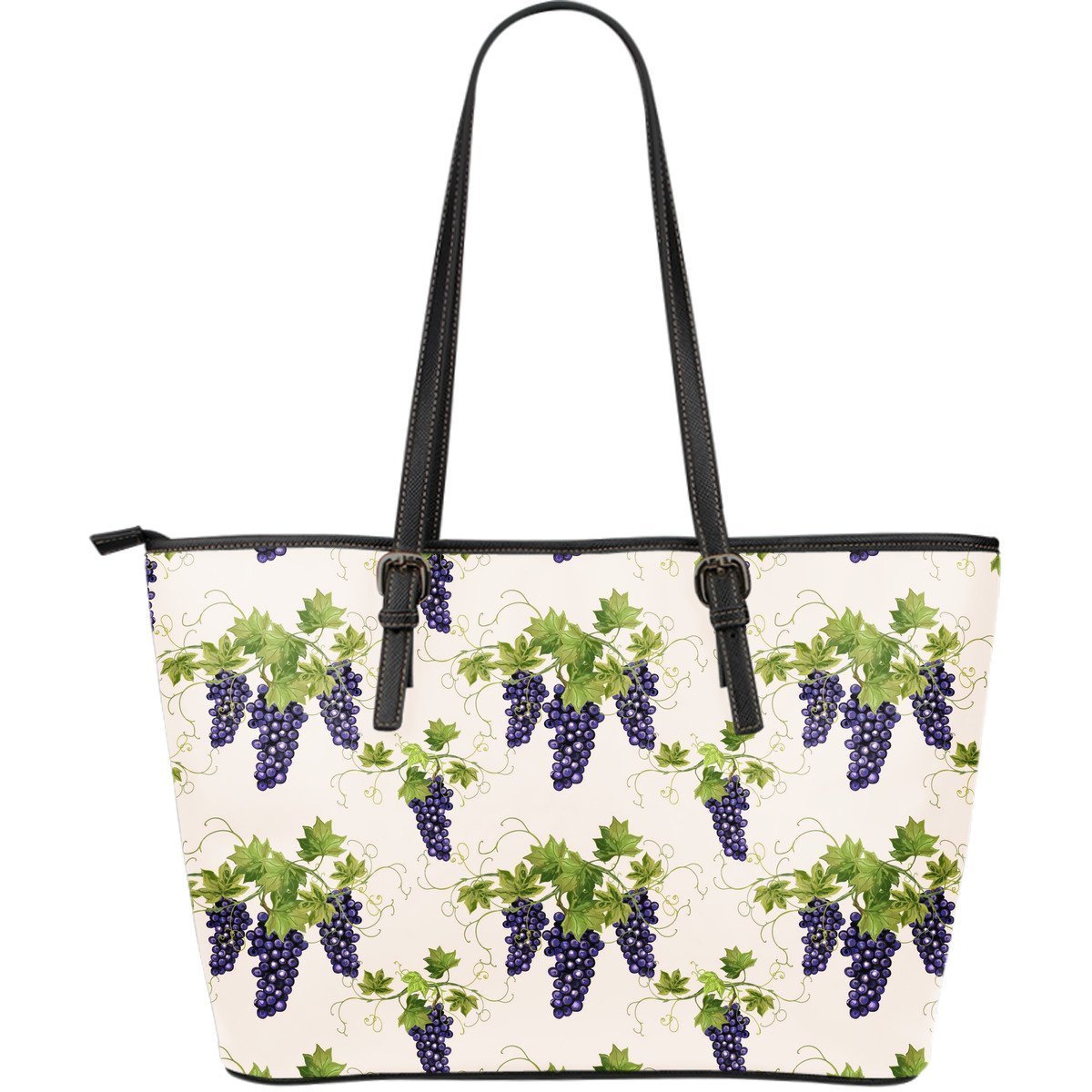 Pattern Print Grape Wine Leather Tote Bag-grizzshop