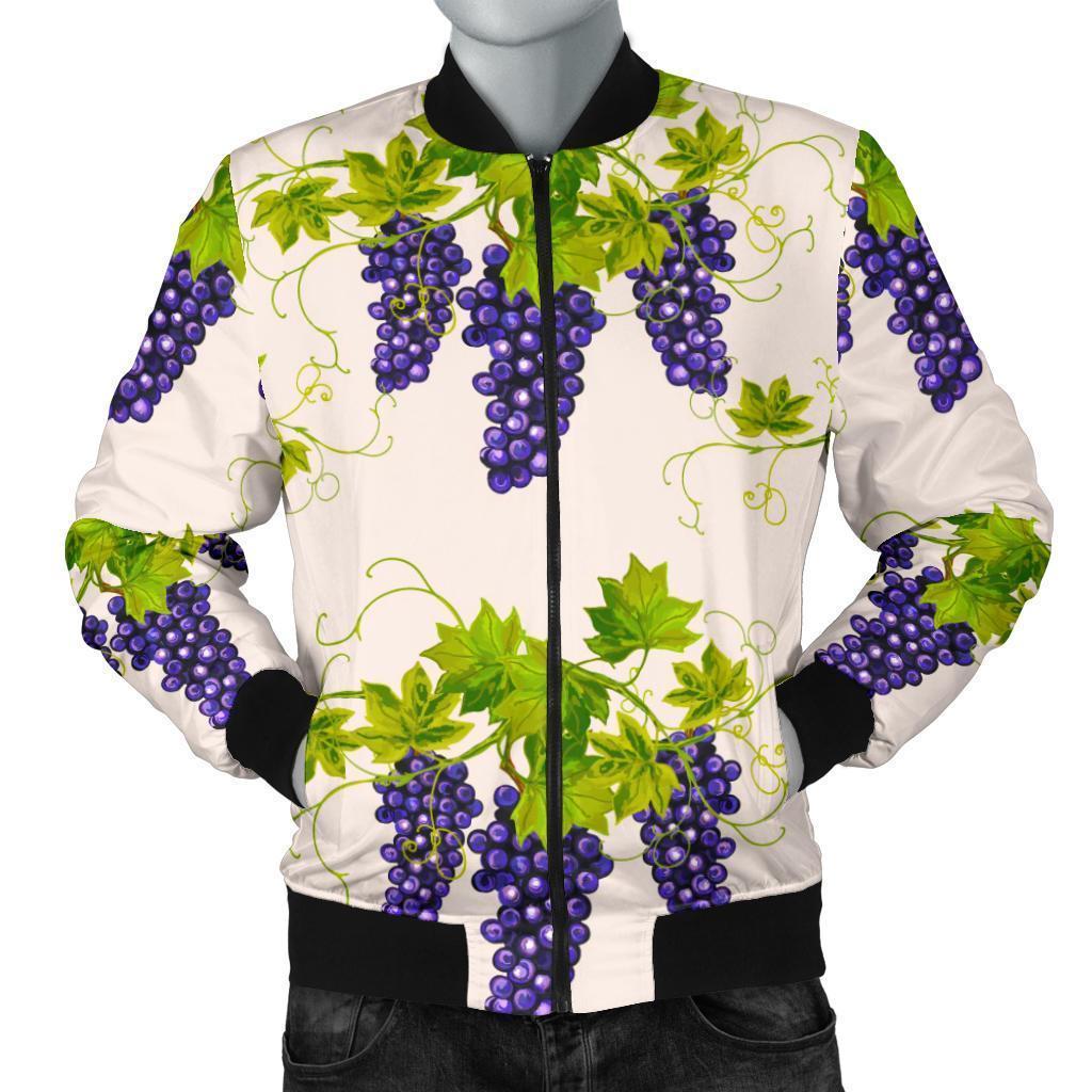 Pattern Print Grape Wine Men's Bomber Jacket-grizzshop