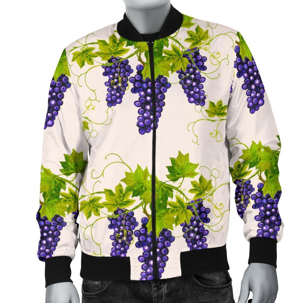 Pattern Print Grape Wine Men's Bomber Jacket-grizzshop