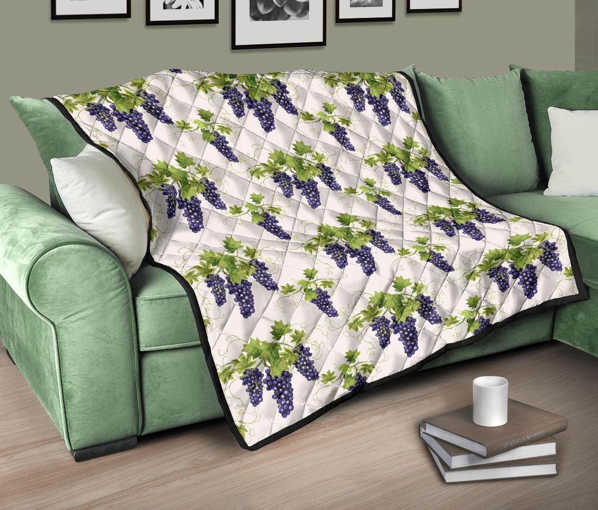 Pattern Print Grape Wine Quilt-grizzshop