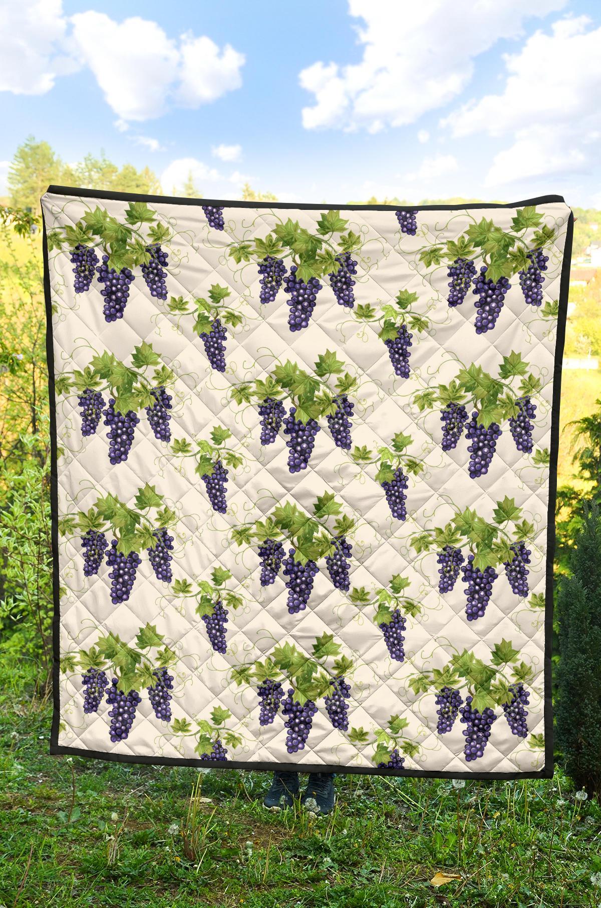 Pattern Print Grape Wine Quilt-grizzshop