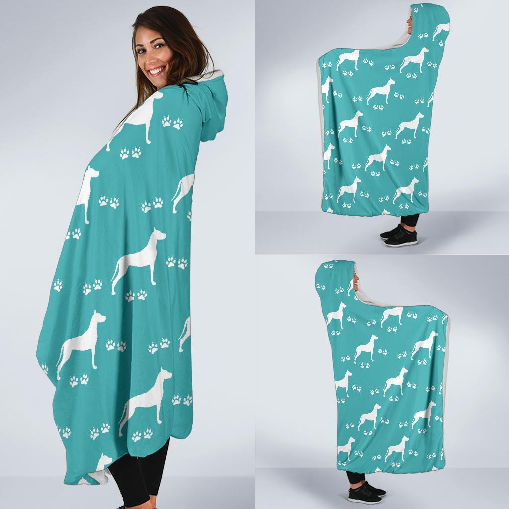 Pattern Print Great Dane Hooded Blanket-grizzshop