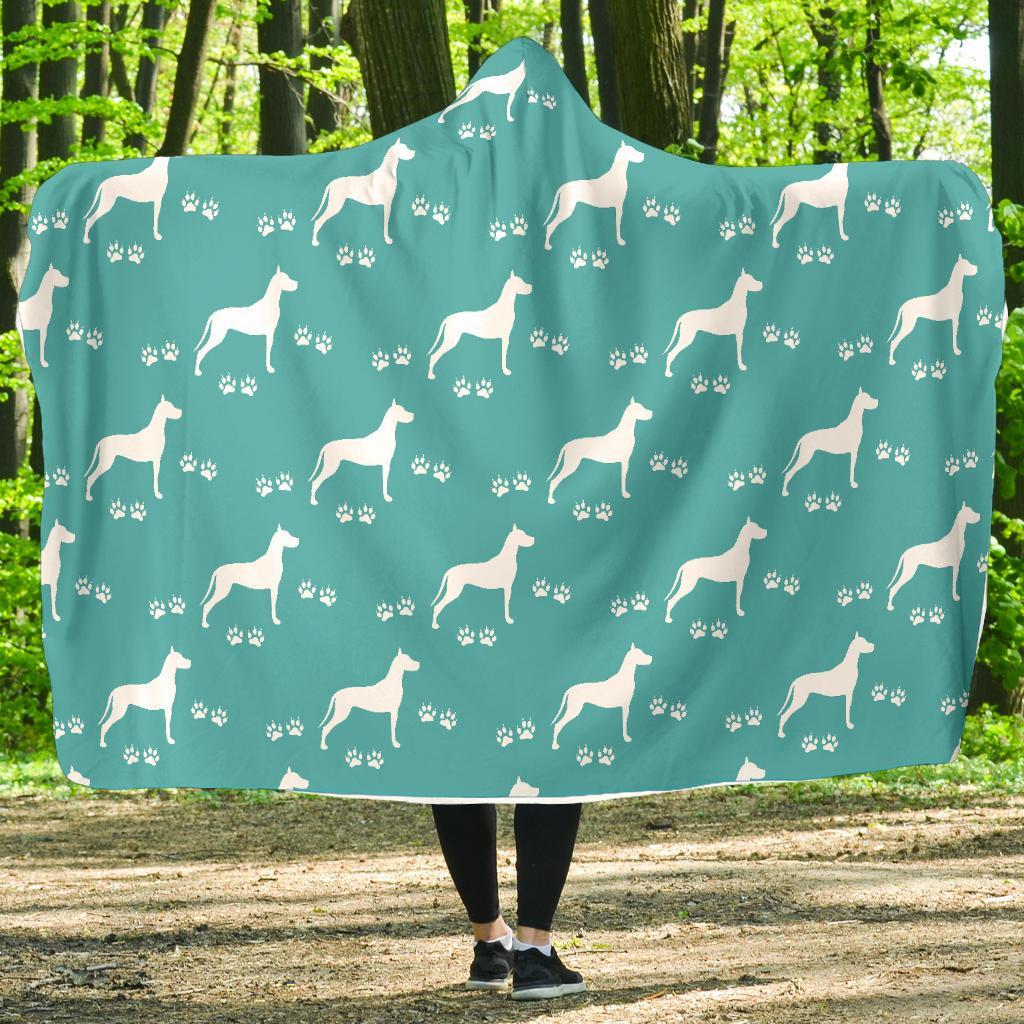 Pattern Print Great Dane Hooded Blanket-grizzshop