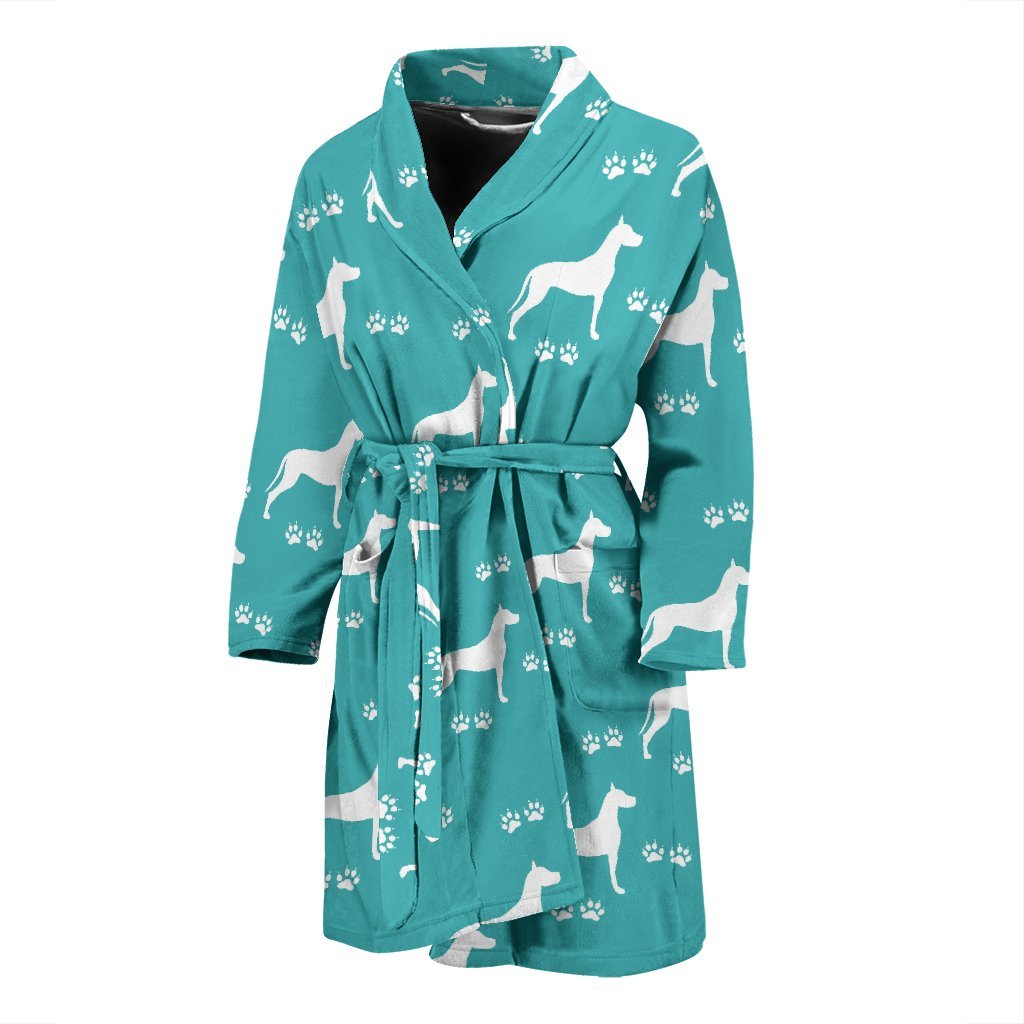 Pattern Print Great Dane Men Long Robe-grizzshop